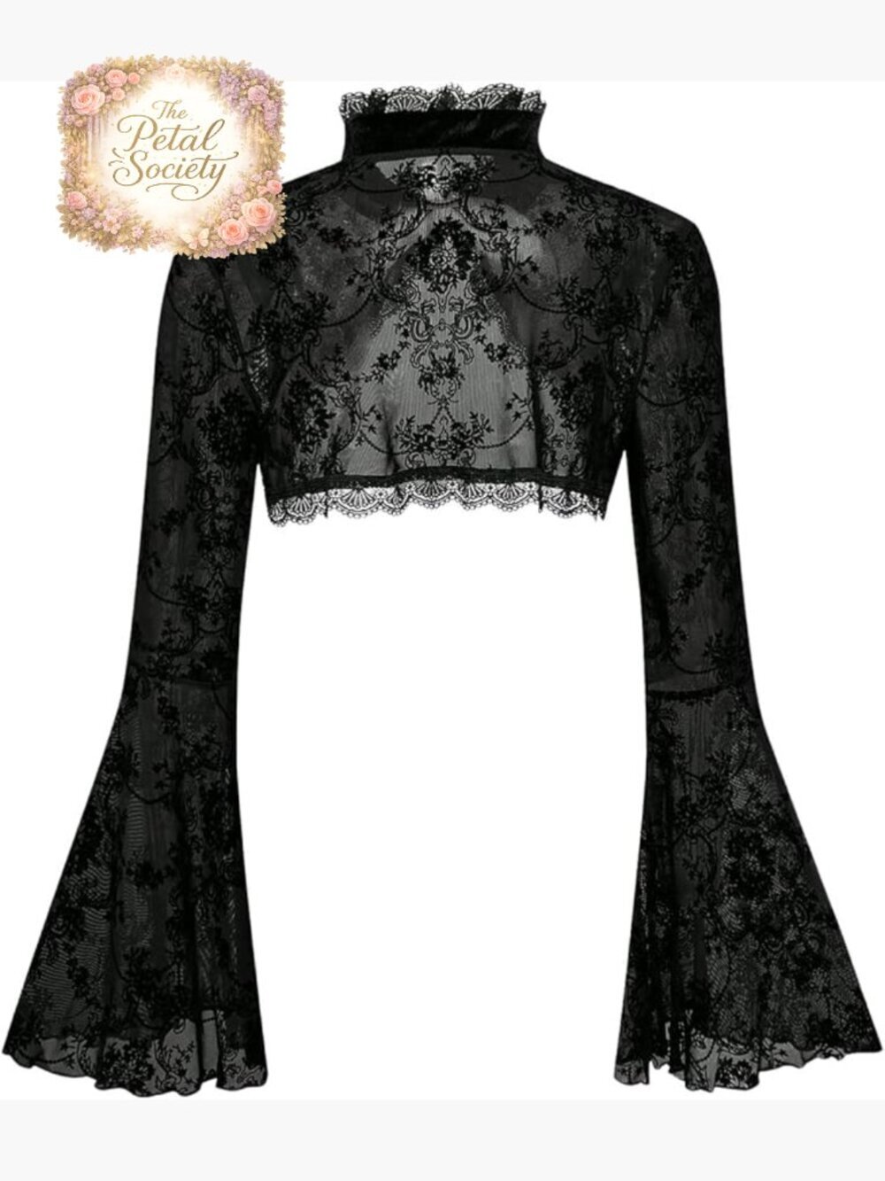 Lace Bell Sleeve Bolero Shrug Cardigan, Lightweight Cover Up for Dresses